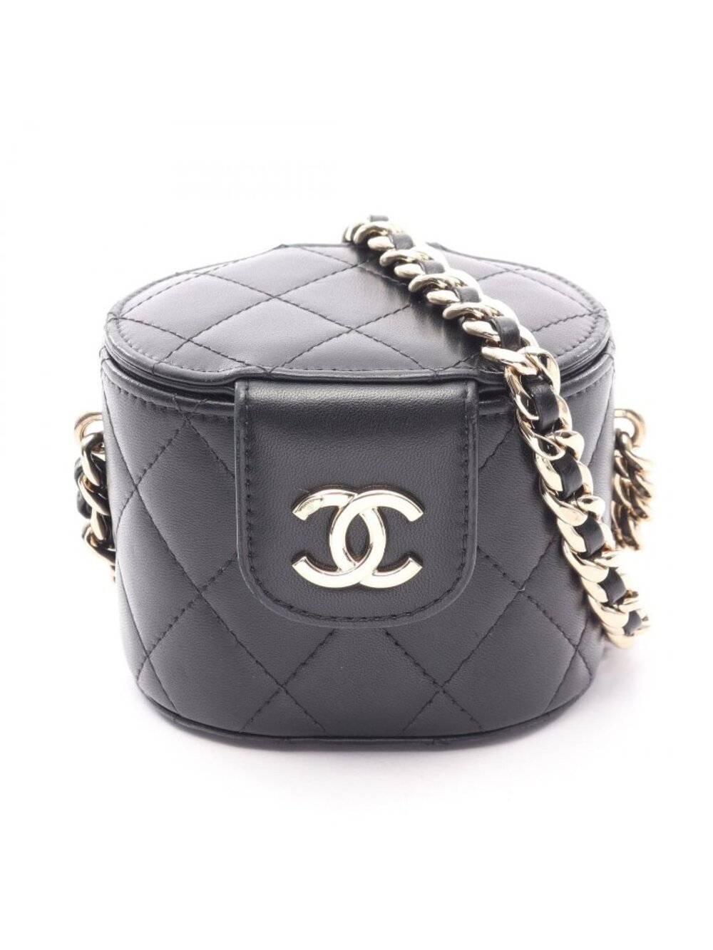 Chanel Shoulder Bag Quilted Mini Vanity Black Lambskin Chain